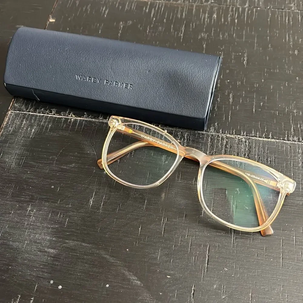 Warby Parker Bodie Crystal with English Oak Frame Prescription Glasses Unisex​